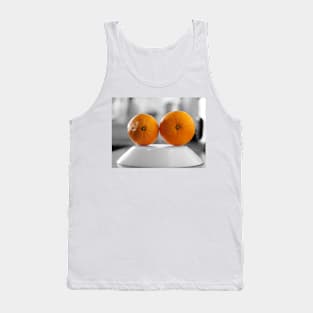 Oranges with a black and white background set on the plate Tank Top